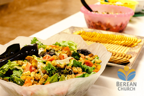 Lunch, an assortment of salads with deserts