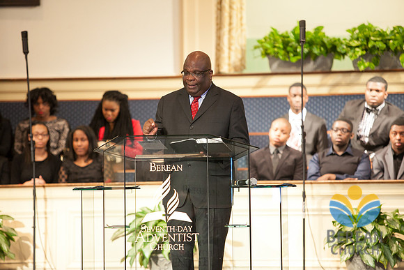 Senior Pastor Fredrick Russell preaches