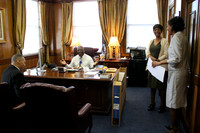 Pastor Russell shares a laugh with some of his support team (Official Berean SDA Church Photo by S.Seawood)