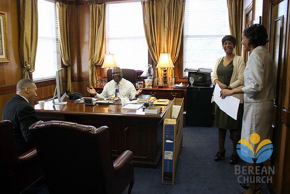 Pastor Russell shares a laugh with some of his support team (Official Berean SDA Church Photo by S.Seawood)