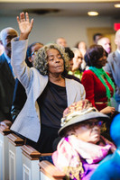 Lady with raised hands