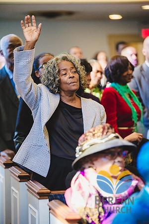 Lady with raised hands